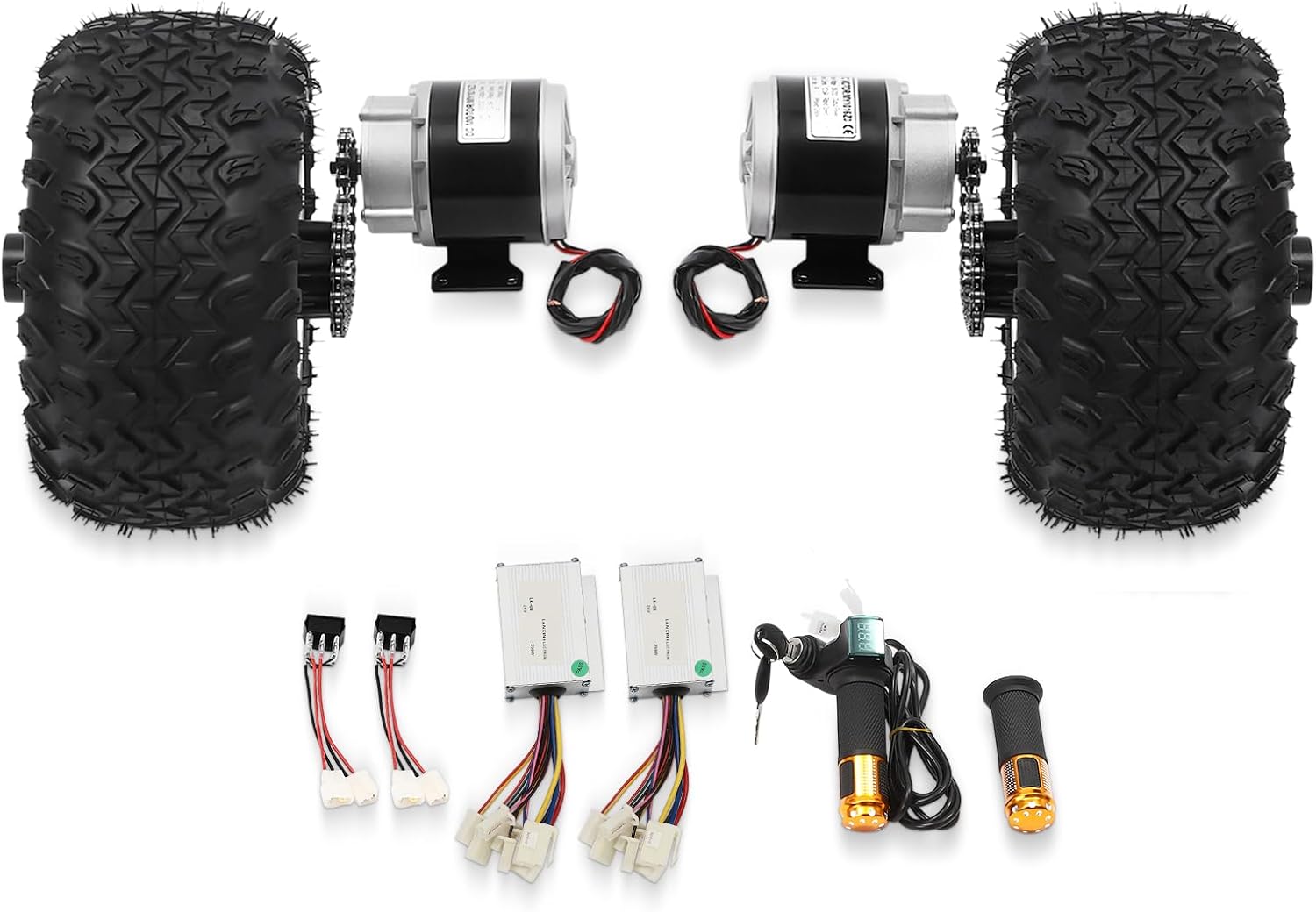 Electric Cart Conversion Kit, 24V 250W 10 Inch Wheels Electric Motor Set with Controller and Digital Display Throttle for Go-kart Wheelchairs Senior Mobility Scooter Dune Buggy Beach Cart UTV ATV DIY