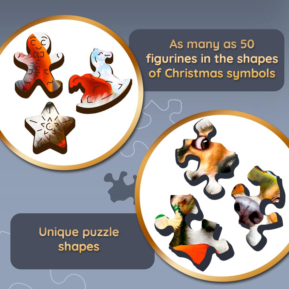 Trefl Puzzle Di Legno: Gattini Di Natale – 500+1 Pezzi Forme Irregolari, 50 Figure Natalizie, Wood Craft, Per Bambini 12+