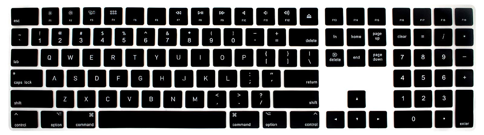 HRH Black Silicone Keyboard Cover Keypad Skin for Apple Magic Keyboard with Numeric Keypad A1843 MQ052LL/A Released in 2017 (US Layout)