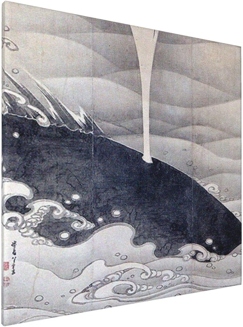 Amazon.co.jp: 伊藤若冲 象と鯨図屏風（鯨） ポスターアート