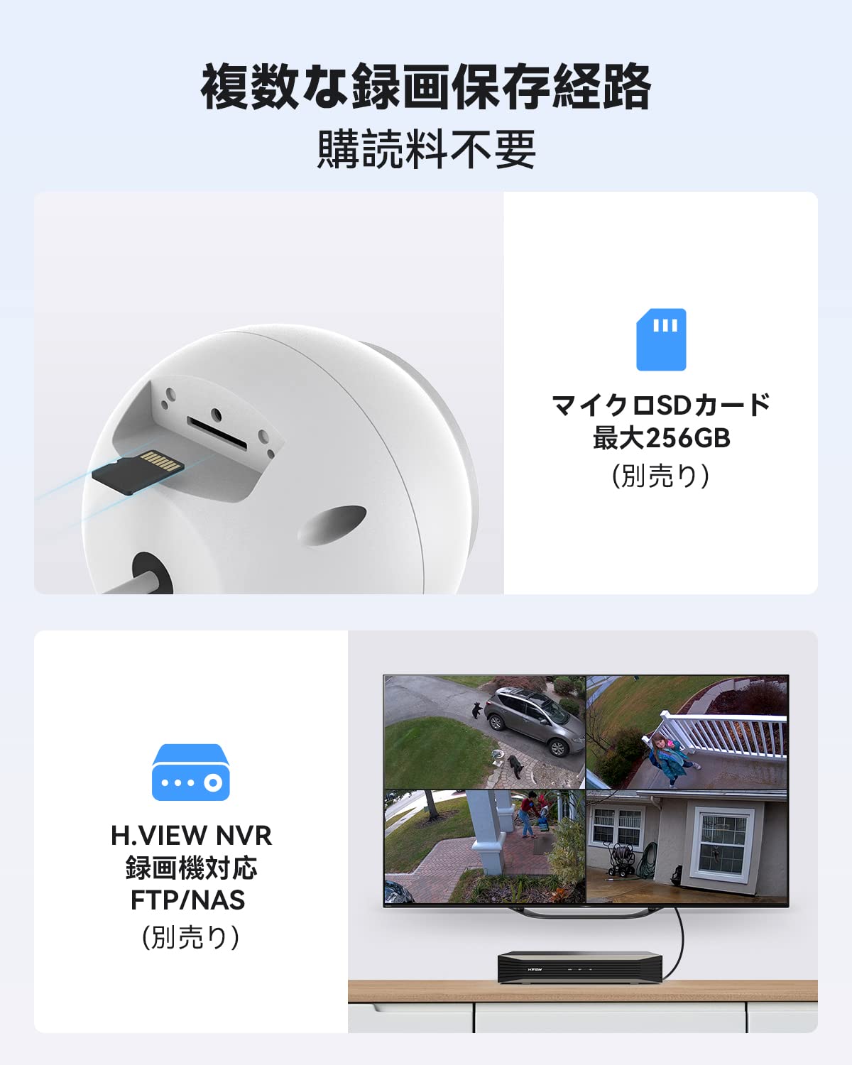 Amazon.co.jp: H.View 4K 800万画素 ドーム型 防犯カメラ フルカラー