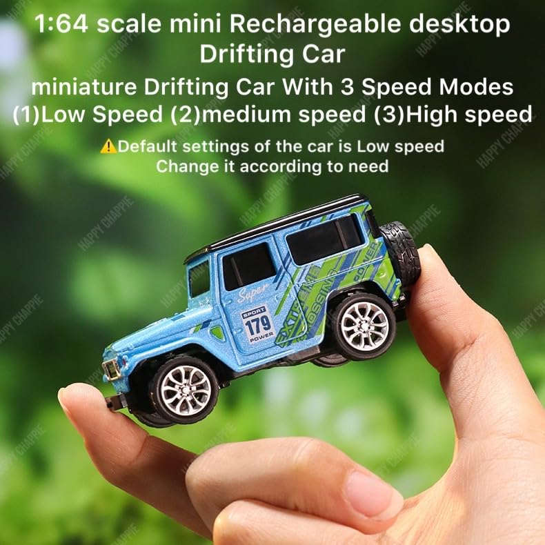 Image of Mini Die-Cast RC Car 1:64 Scale | High-Speed Desktop Remote Control Car with LED Headlights | 2.4GHz Mini Controller, 15m Range, Type-C Charging | Toy Car Model for Kids & Adults