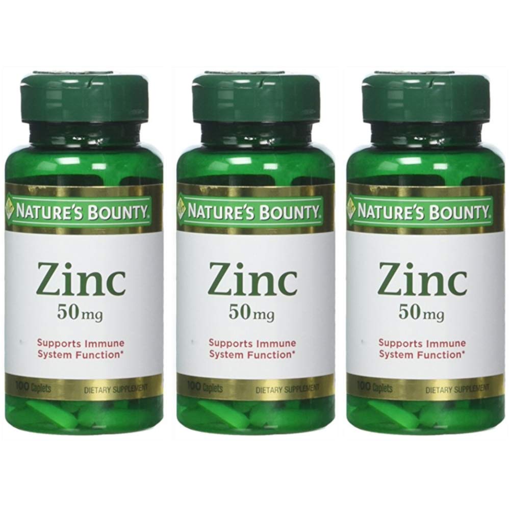 Nature's Bounty Zinc 50 mg Caplets 100 ea (Pack of 3)