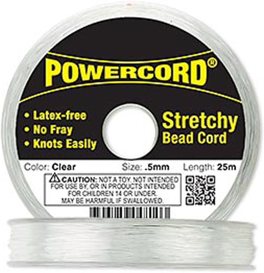 Powercord Stretchy Bead Cord Clear .5mm, 25 Meters
