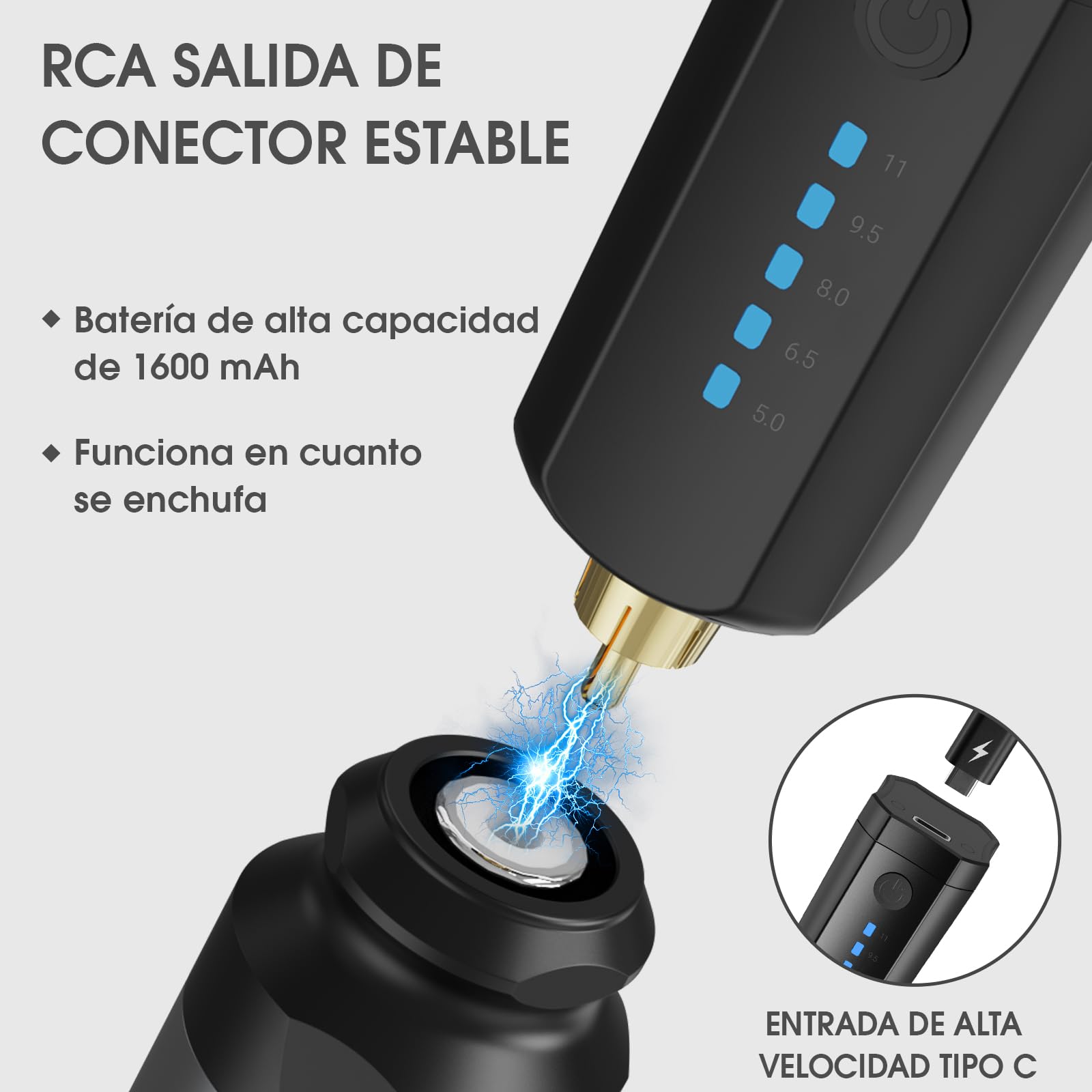 RHEIN Machine Kit Completo Rotativa Máquina con 1600mAh Batería 10pcs Cartucho 7 Colors Profesional for Principiante y Artistas