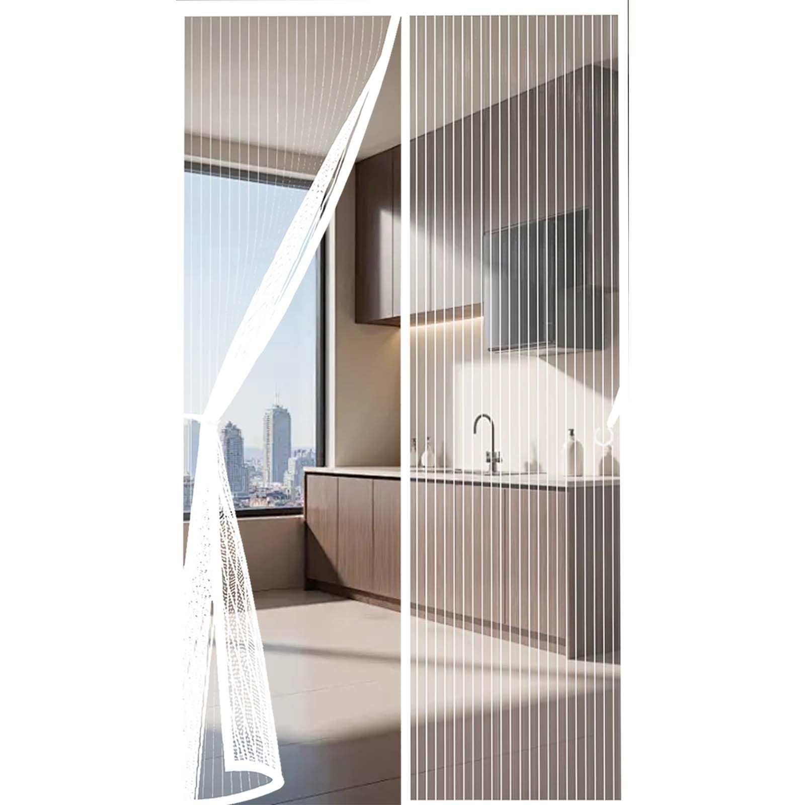 Magnetic Fly Screen Door 127x237cm(WidthxHigh) Durable, Keeps Bugs Out, Kid and Pet Friendly Anti Mosquito Mesh Fly Curtain Lets Fresh Air in, Hundreds of Sizes, White