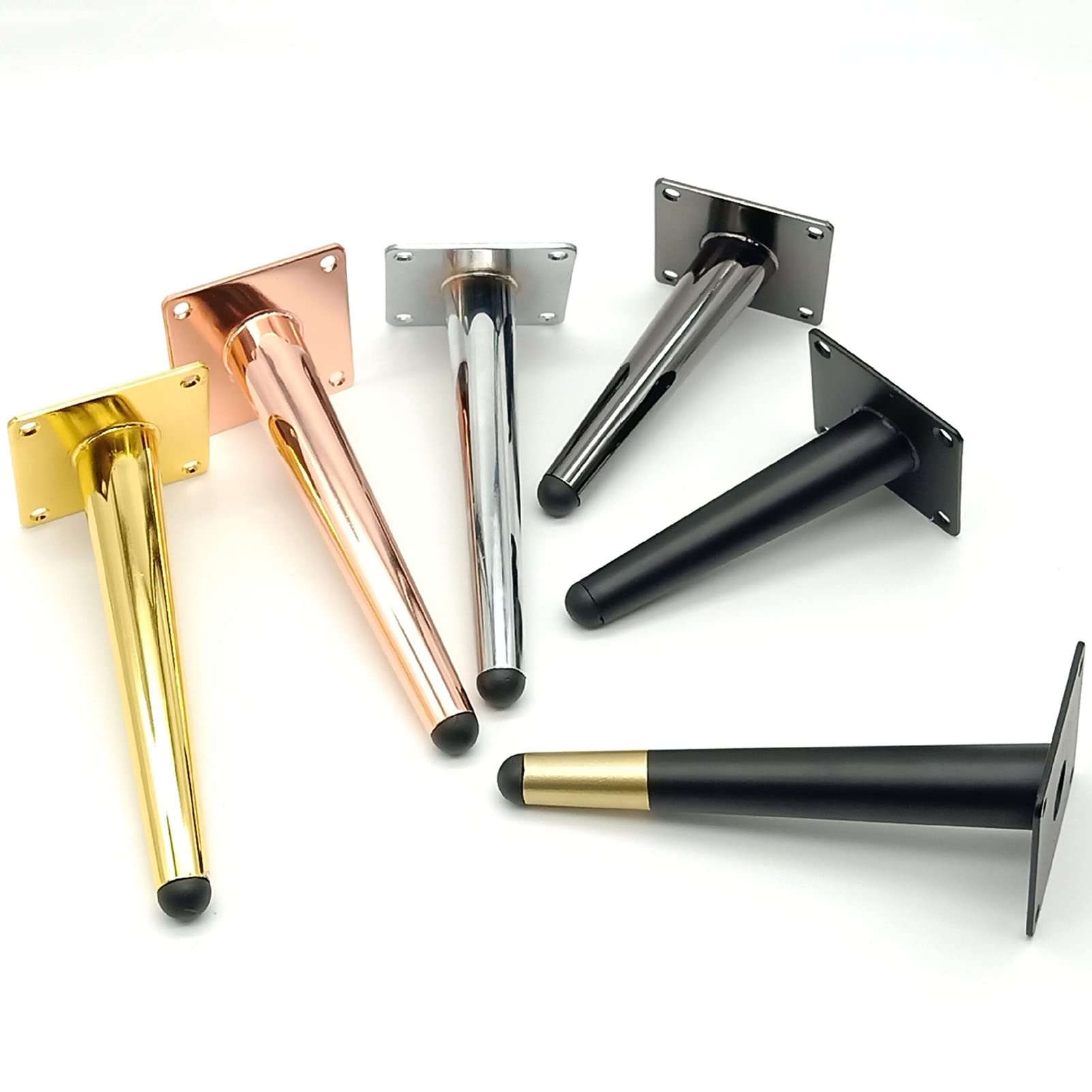 Set van 4 verstelbare meubelpoten, kleur, goud, zwart