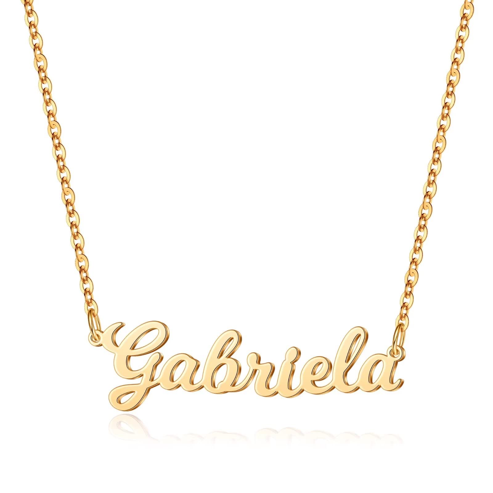 UrsteelCustom Name Necklace Personalized, 14K Gold Plated Personalized Name Necklace Dainty Name Plate Necklace Jewelry Personalized Gifts for Women