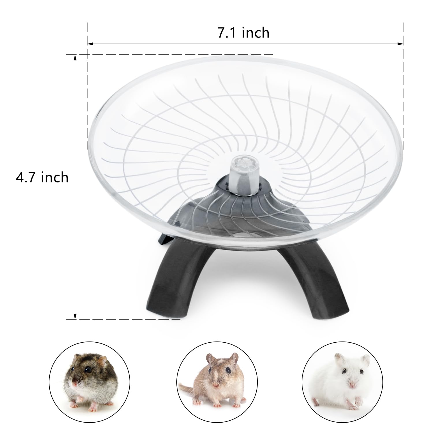 Reshiho Hamster Wheel Silent Hamster Exercise Wheel Running Spinner Hamster Flying Saucer for Hamsters Gerbils Mice and Other Small Pets (Black) - image 2