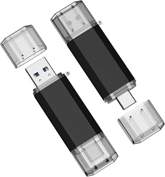 RAOYI 2 Pack 32GB USB Memory Stick USB C and A Dual USB 3.0 Stick USB Type-C Flash Drive Thumb Drive for Smartphones, Tablets, Macs and Computers, Black