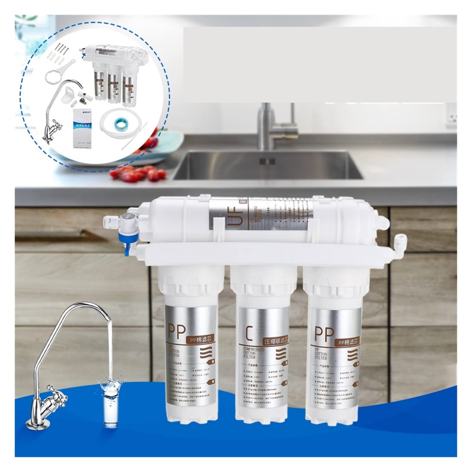 de filtración de agua potable directa de ultrafiltración 3 + 2 for el kit de filtro de agua del grifo de la cocina del hogar(1)