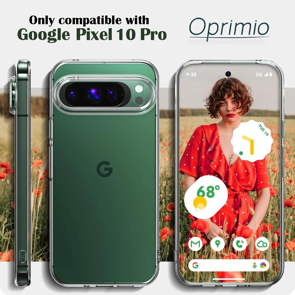 Oprimio Krystalicznie przezroczyste etui do Google Pixel 10 Pro [silikonowe etui] [% 100 przezroczyste] [niemiecki materiał] [ultra cienkie] przezroczyste etui na telefon komórkowy do Google Pixel 10