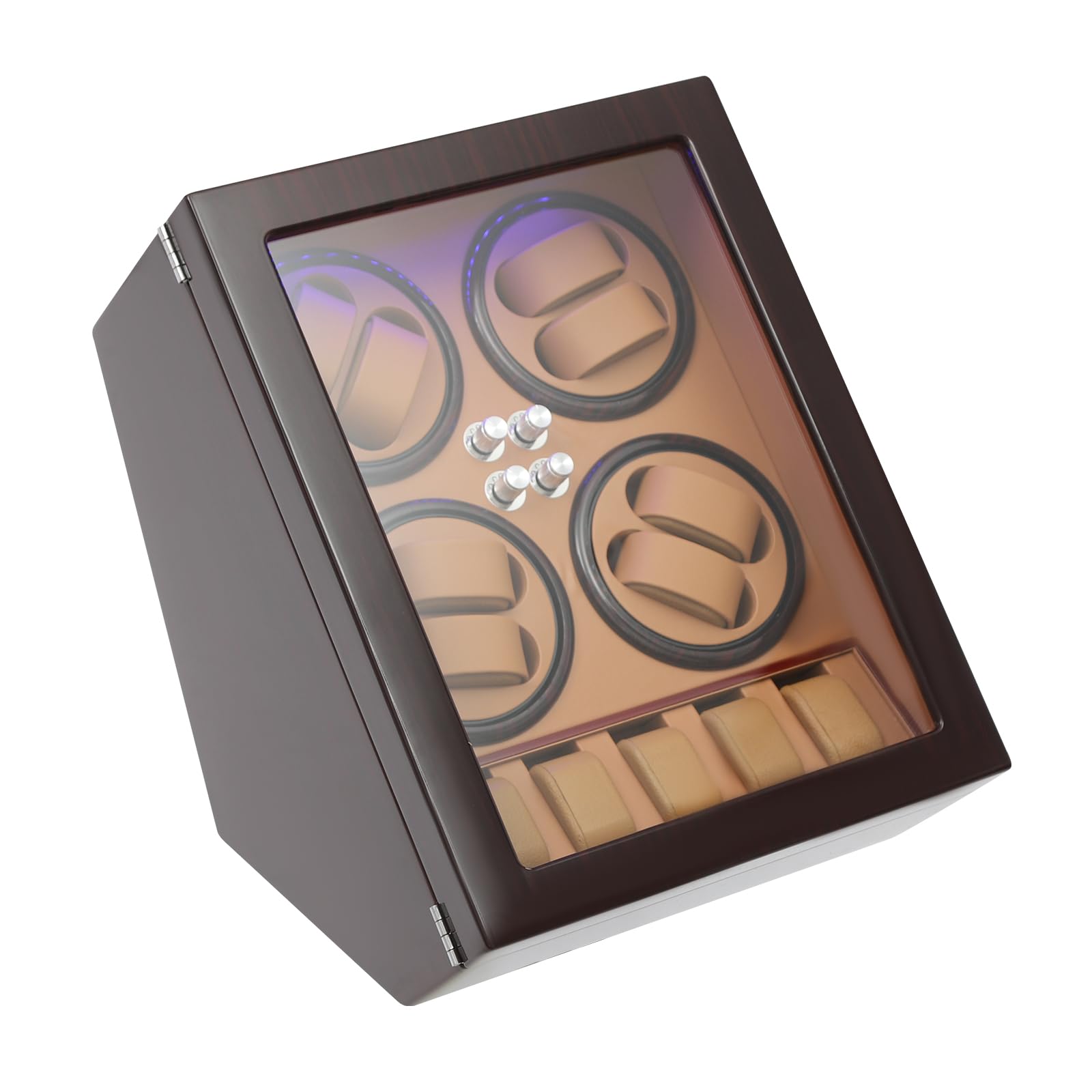 AGULIUM Watch Winder for Automatic Watches, 8 Winding & 5 Storage, 4 Rotation Mode, Automatic Watch Winder Box with Quiet Motor and LED Light, Rotating Watches Winders Case Spinner
