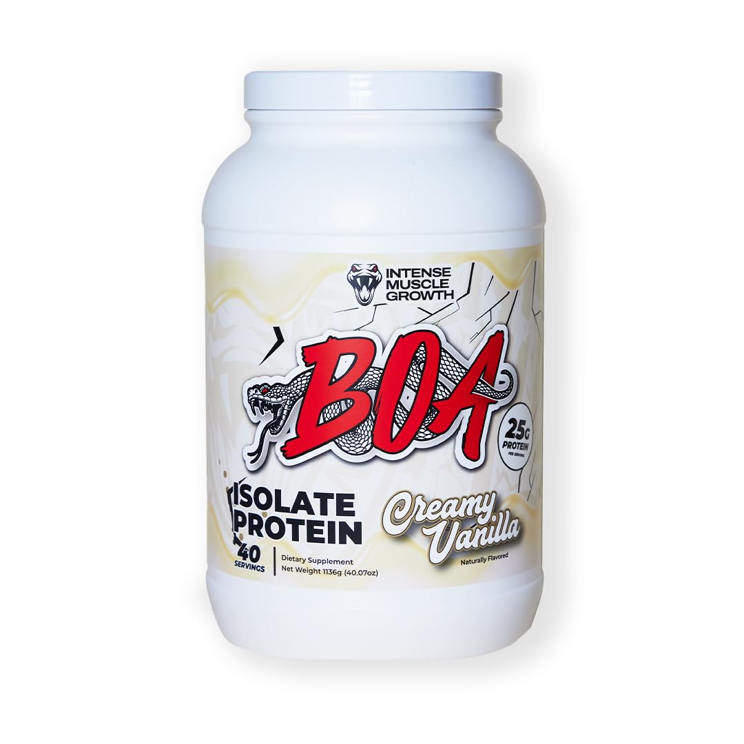 Proteína aislada BOA con vitamina B6 y zinc - Aislado de proteína de suero bajo en sodio - 25 g de proteína por cucharada - (Vainilla cremosa - 40 porciones)