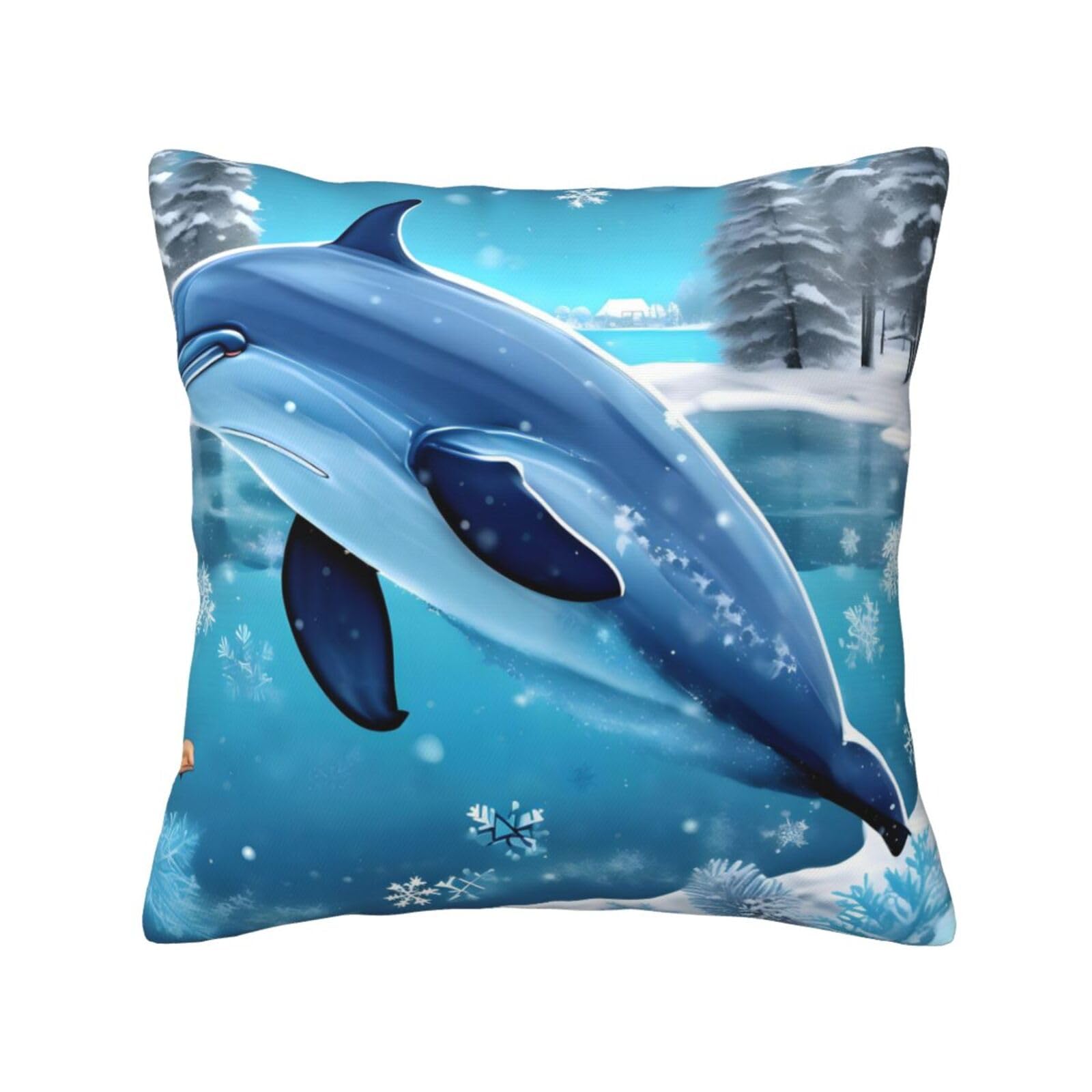 Federa Decorativa WZYWHJ 40,6x40,6 Cm – Delfini Energici Su Due Facce, Per Divano E Camera