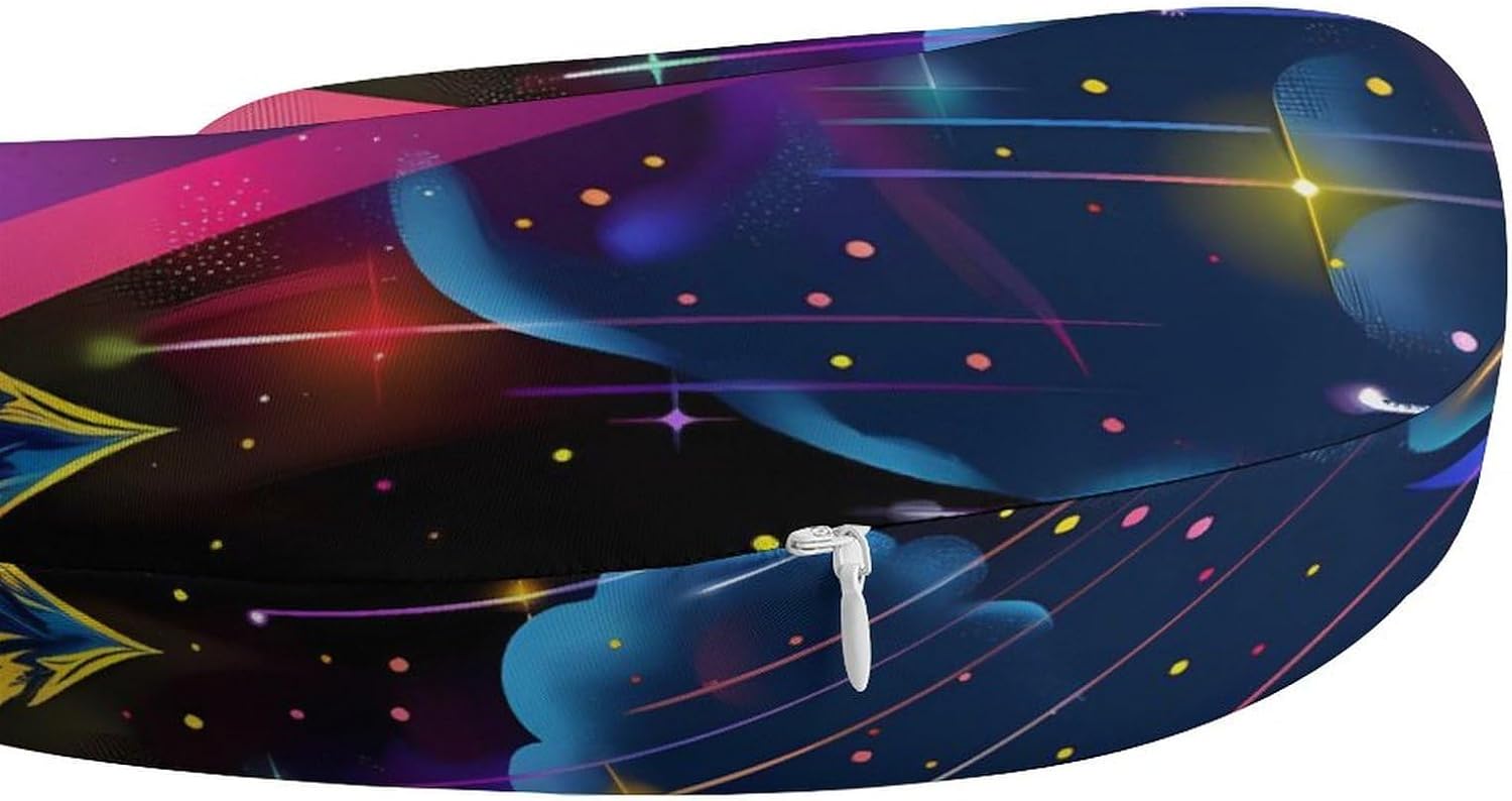 Rainbow Weed Alien Funny Travel Pillow U Shaped Memory Foam Neck Pillows Portable for Flight Car Home Office