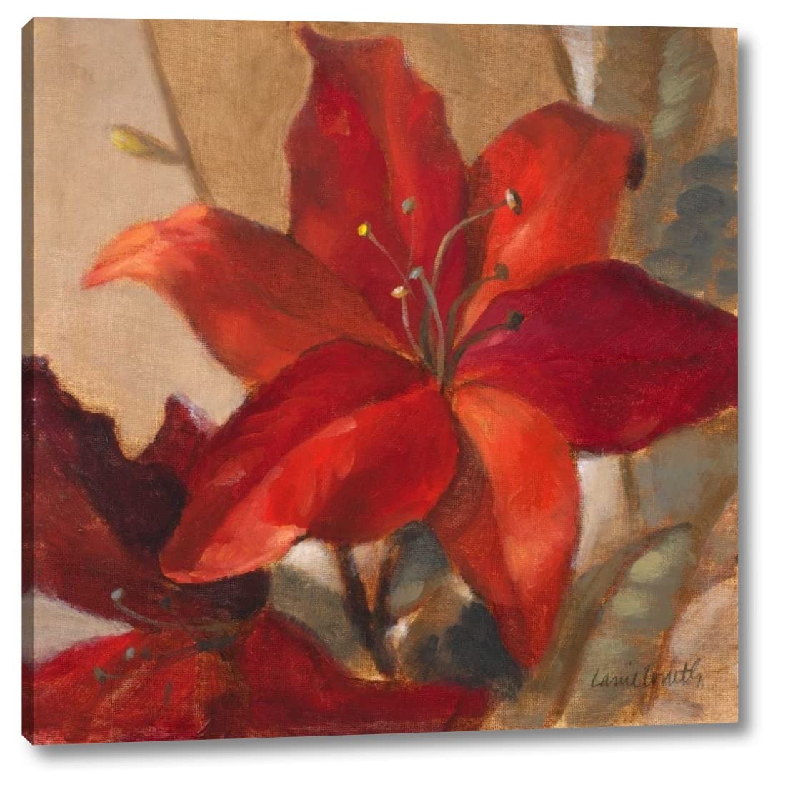 Crimson Fleurish II by Lanie Loreth - 16" x 16" Canvas Art Print Gallery Wrapped - Ready to Hang