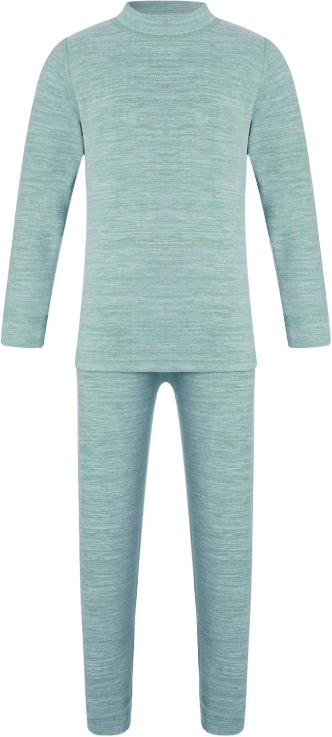 Hansber Kids Girls Boys Thermal Set Warm Long Johns Base Layer Mock Neck Underwear Long Sleeve T-Shirt with Pants Sets