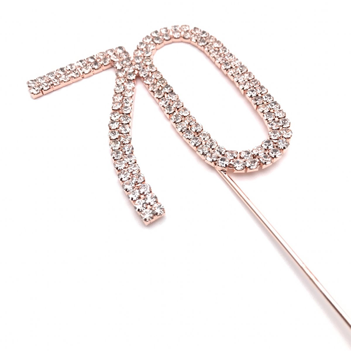 World of Sparkles 6cm Cake Toppers with Silver Diamante Rhinestones Diamonds and Rose Gold Base for Anniversary, Birthday Kids Children Adults Party