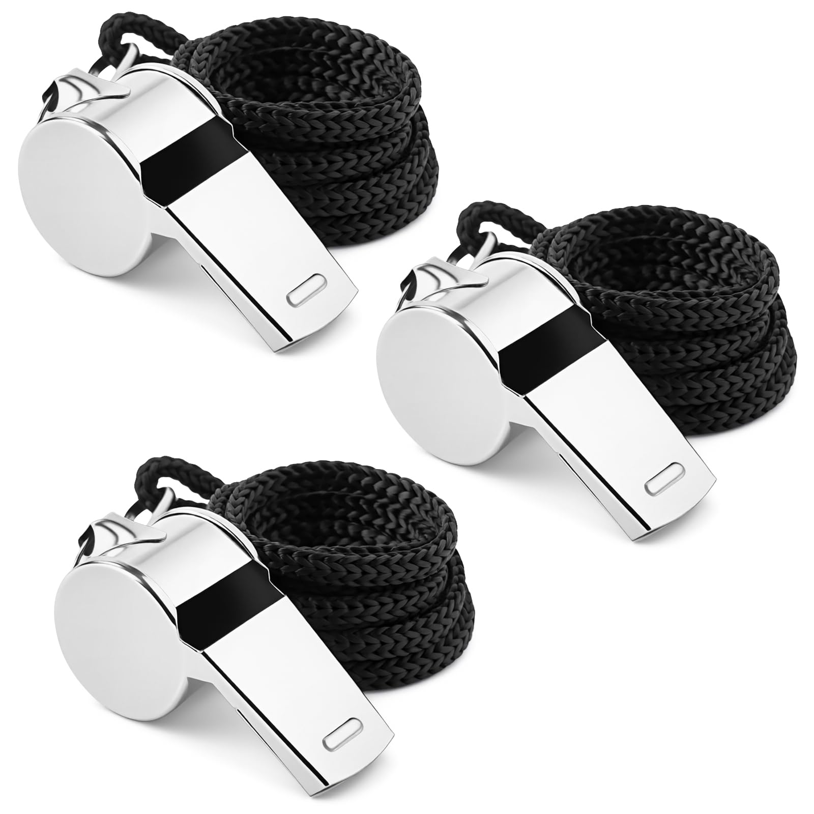 Silbato de Acero Inoxidable con Cordón 46cm para Árbitros, Entrenadores, Salvavidas