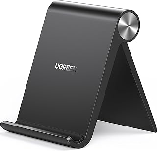 UGREEN Soporte Móvil Mesa Plegable, Suporte Teléfono Multiángulo, Stand Dock Base Compatible con iPhone 16/15/14/13/12, Galaxy S22/S21, Xiaomi Redmi Note 12/11 Negro