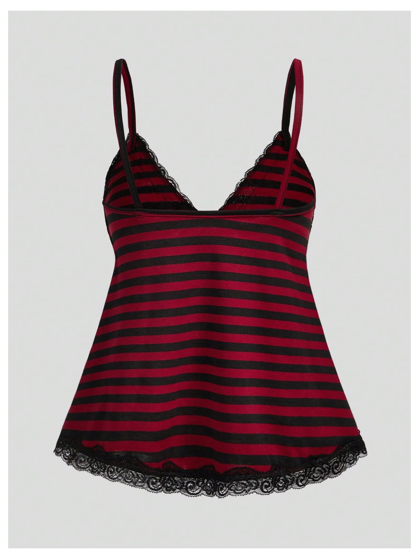 SOLY HUX Womens Y2K Lace Cami V Neck Sleeveless Striped Shirt Spaghetti Strap Camisole Gothic Tops