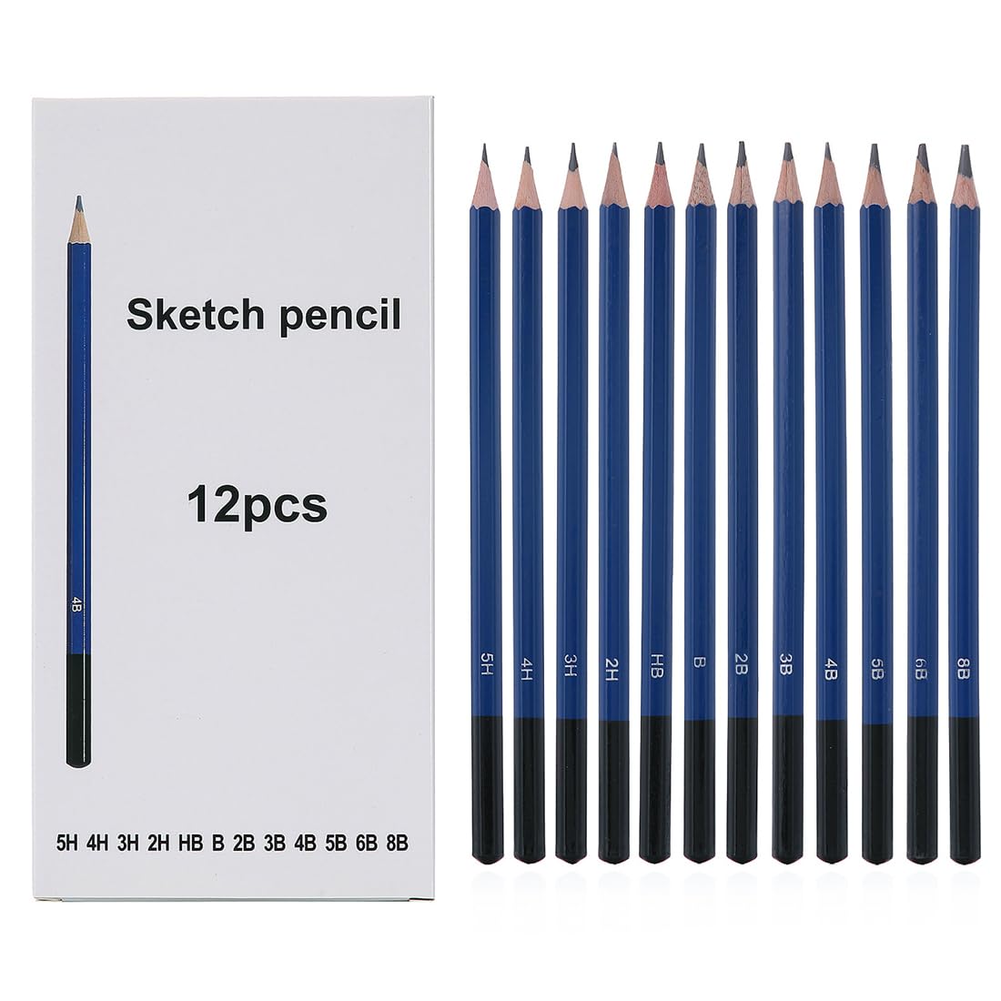 Juego de 12 lápices, 5H, 4H, 3H, 2H, HB, B, 2B, 3B, 4B, 5B, 6B, 8B, para bosquejar, Dibujar, Adecuado para niños Adultos Principiantes Profesionales