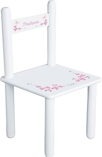 Silla de niño personalizada rosa y gris mariposa flor - blanco disponible en Yaxa Mexico