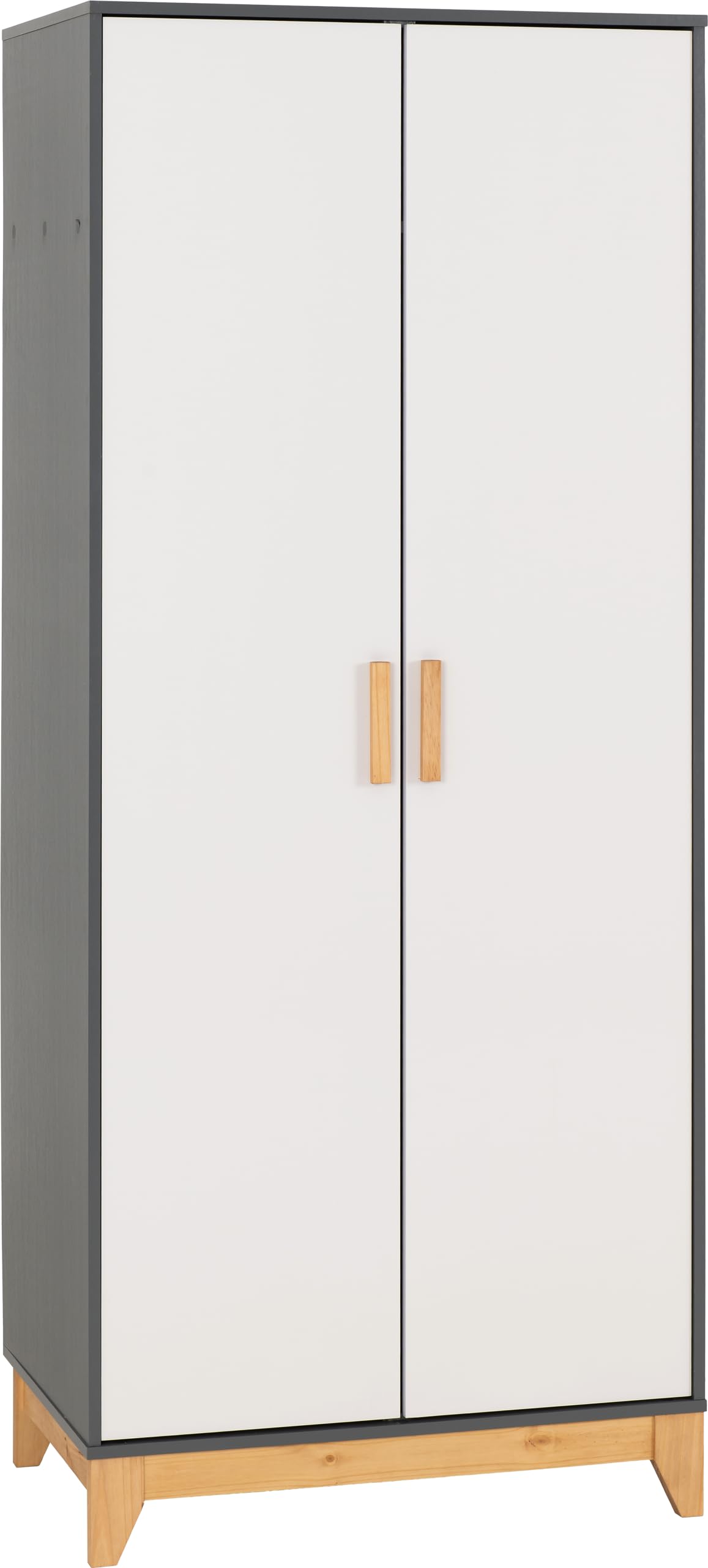Seconique - Wardrobe - 2 Door - White/Grey - Metal Effect
