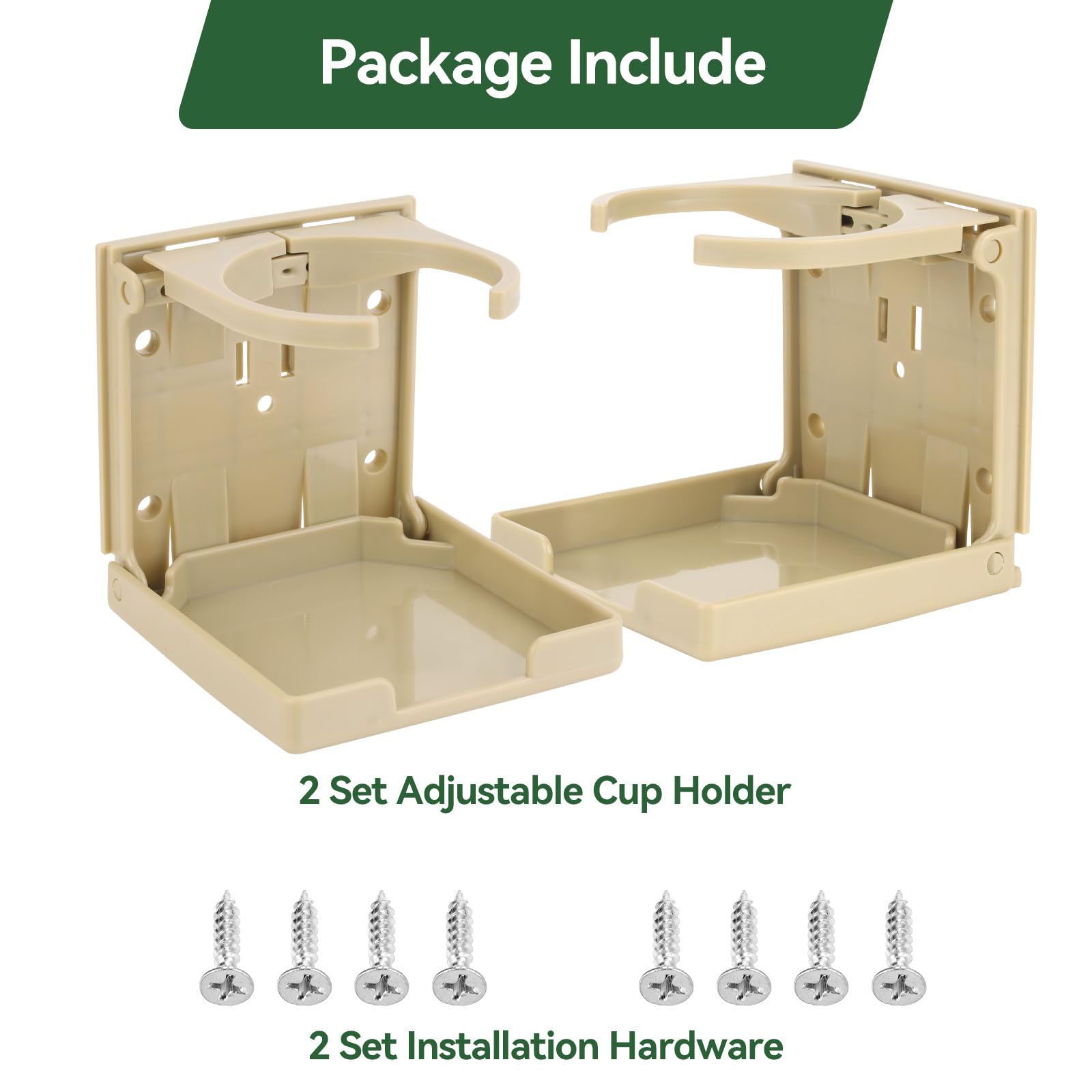 2 portavasos plegables ajustables para botellas de agua para automóviles, se adapta a la mayoría de tamaños de botellas, con tornillos y cintas, para coche, camión, caravana, barco, furgoneta,