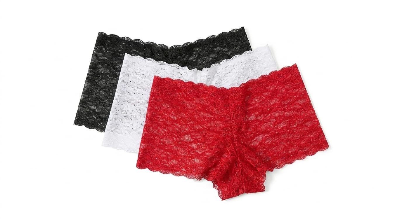 Plus Size Women Lace Boyshort Panty for Women | Soft Stretch Briefs | Breathable Everyday Innerwear | Multicolor/Multi Design Avzilable Size, S to 5XL-image-42