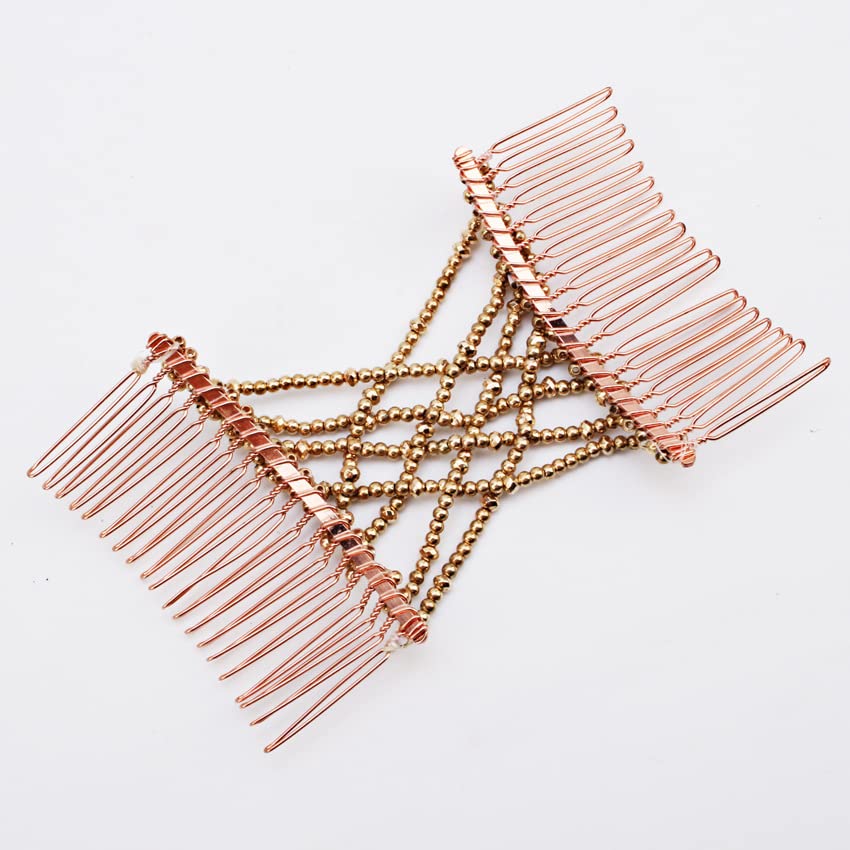 WowObjects® Hair Combs Magic Elastic Hair Clips Stretchy Hair Comb Double Clips for Women/Girls Hair Accessory | Color- Golden 2
