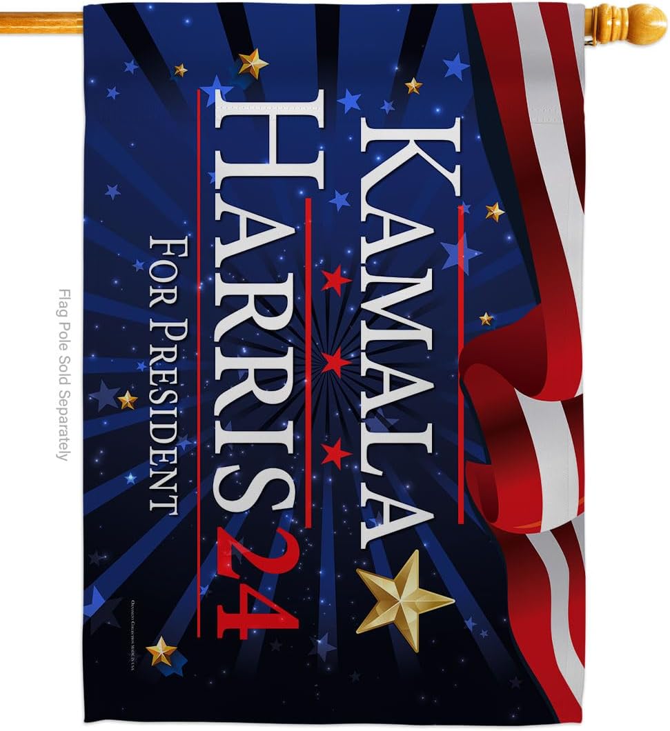 Kamala Harris Stars and Stripes Flag Patio Decor Home Yard Sign Wall Room Tapestry Porch Poster Rally Shooting 2024 President 47 MAGA Garden Patriotic Outdoor Decorations Democrat Gift Made In USA