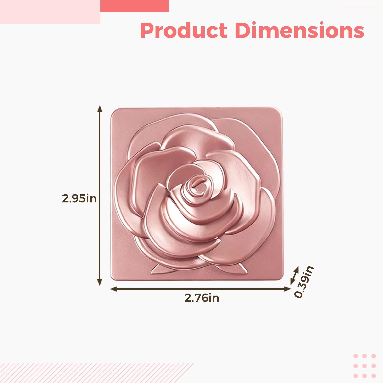 Generisch Specchio compatto a forma di rosa, 10 pezzi, doppio lato, ingrandimento 1X/3X, alloggiamento in metallo, pieghevole e portatile, per viaggi, bomboniere