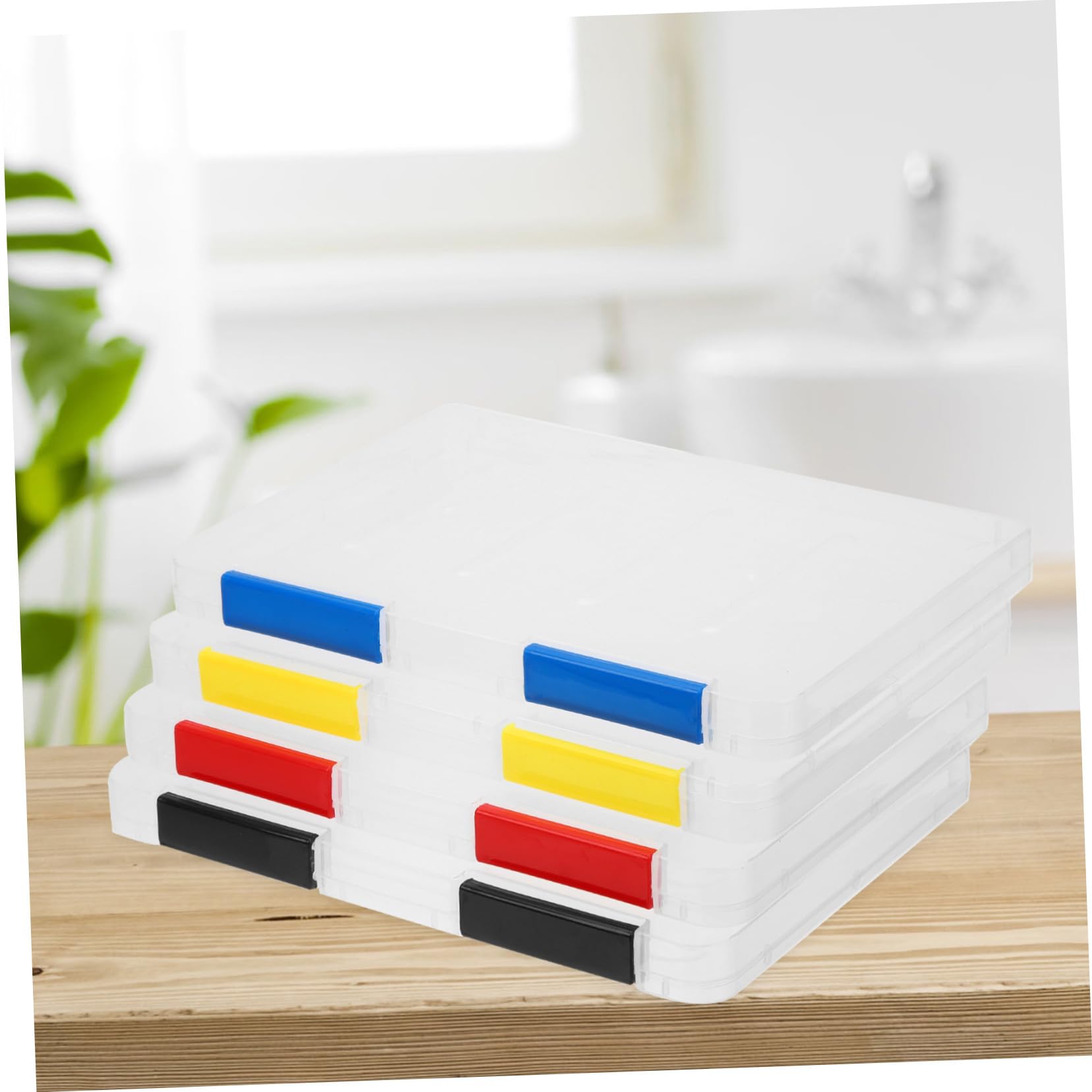 Set 4 Pezzi Scatola per File Trasparente in Plastico Superficie Liscia Non Facile da Deformare, Contenitore Organizzatore per Documenti da Scrivania e Ufficio