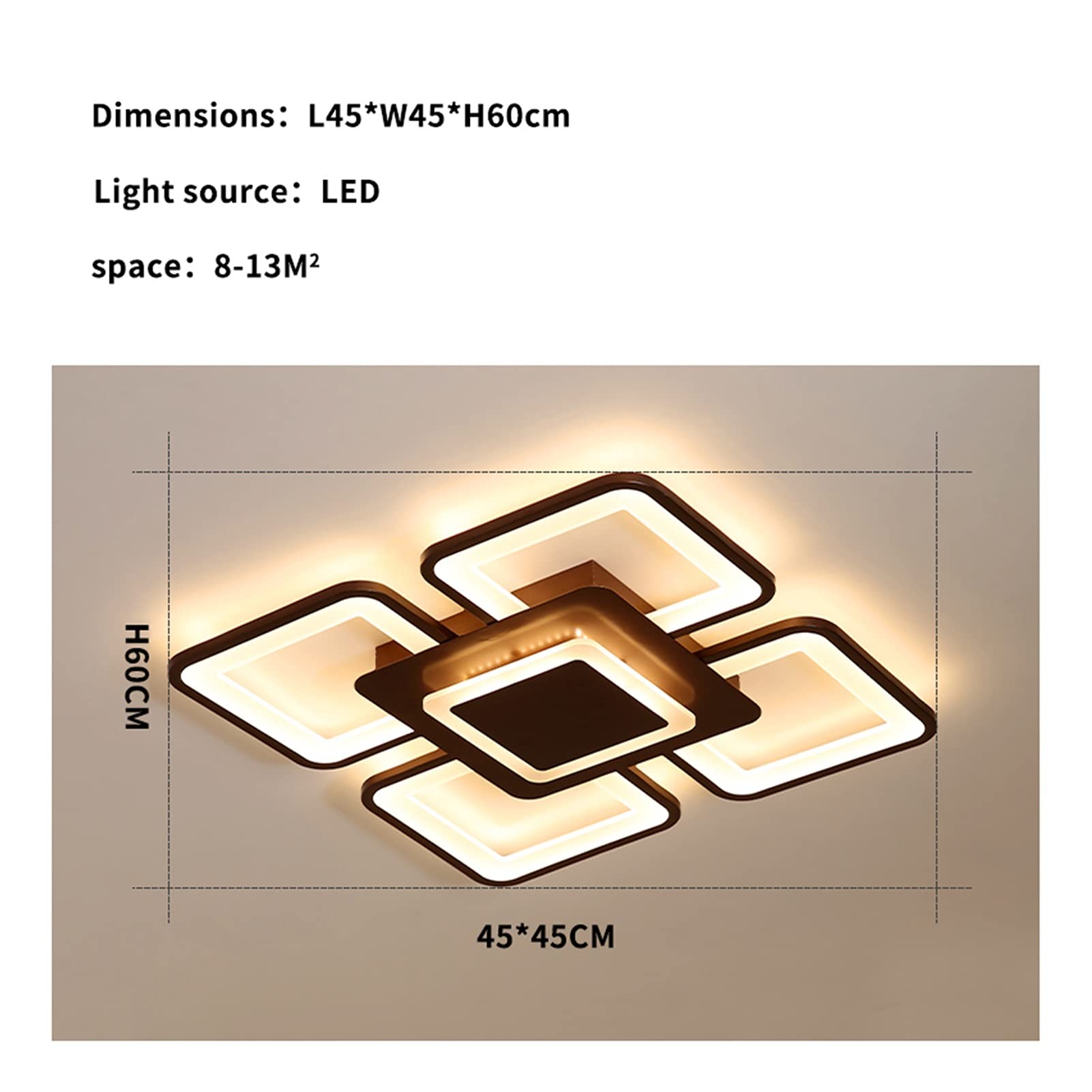 Modern Black LED Ceiling Light 48cm 45W Dimmable Round With Remote - View #3
