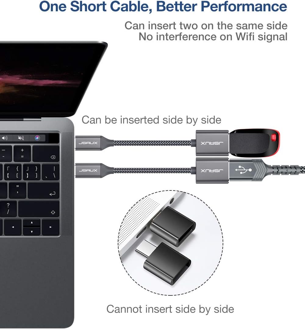 JSAUX USB C to USB Adapter [1 Pack], USB Type C Male to USB 3.0 Female OTG Adapter,Compatible for Devices has USB C Ports-Grey