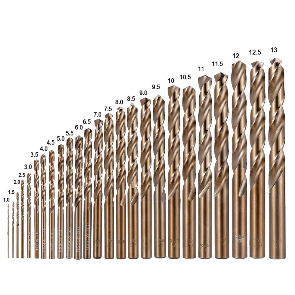 Kit de forets à revêtement cobalt HSS M35 de 1,0 à 13 mm - Pour perforateur en métal, acier, travail du bois