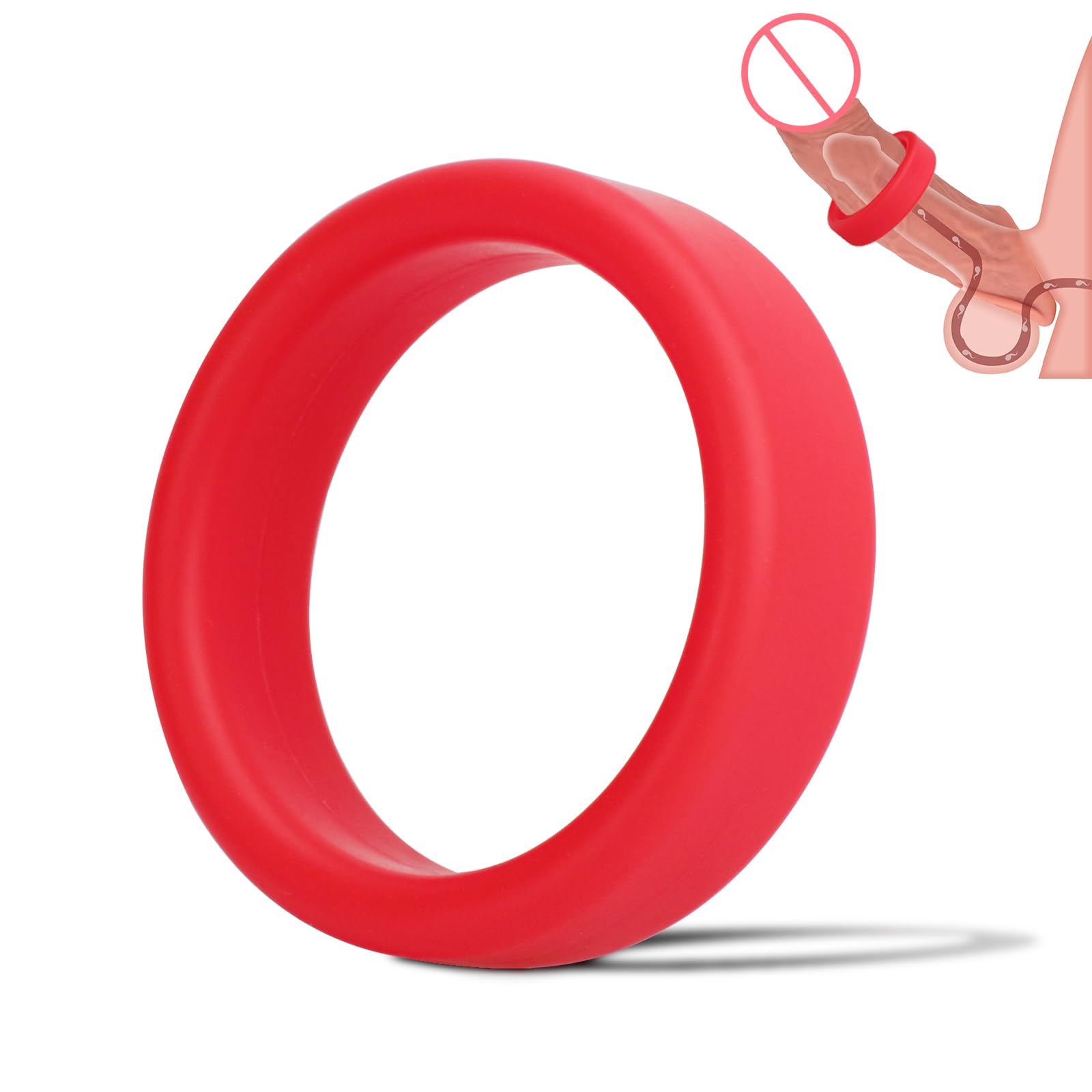 Silicone Elastic Penis Ring Hard Erections Sex Toy Design for Men Erection Enhancing Last Longer Harder Red
