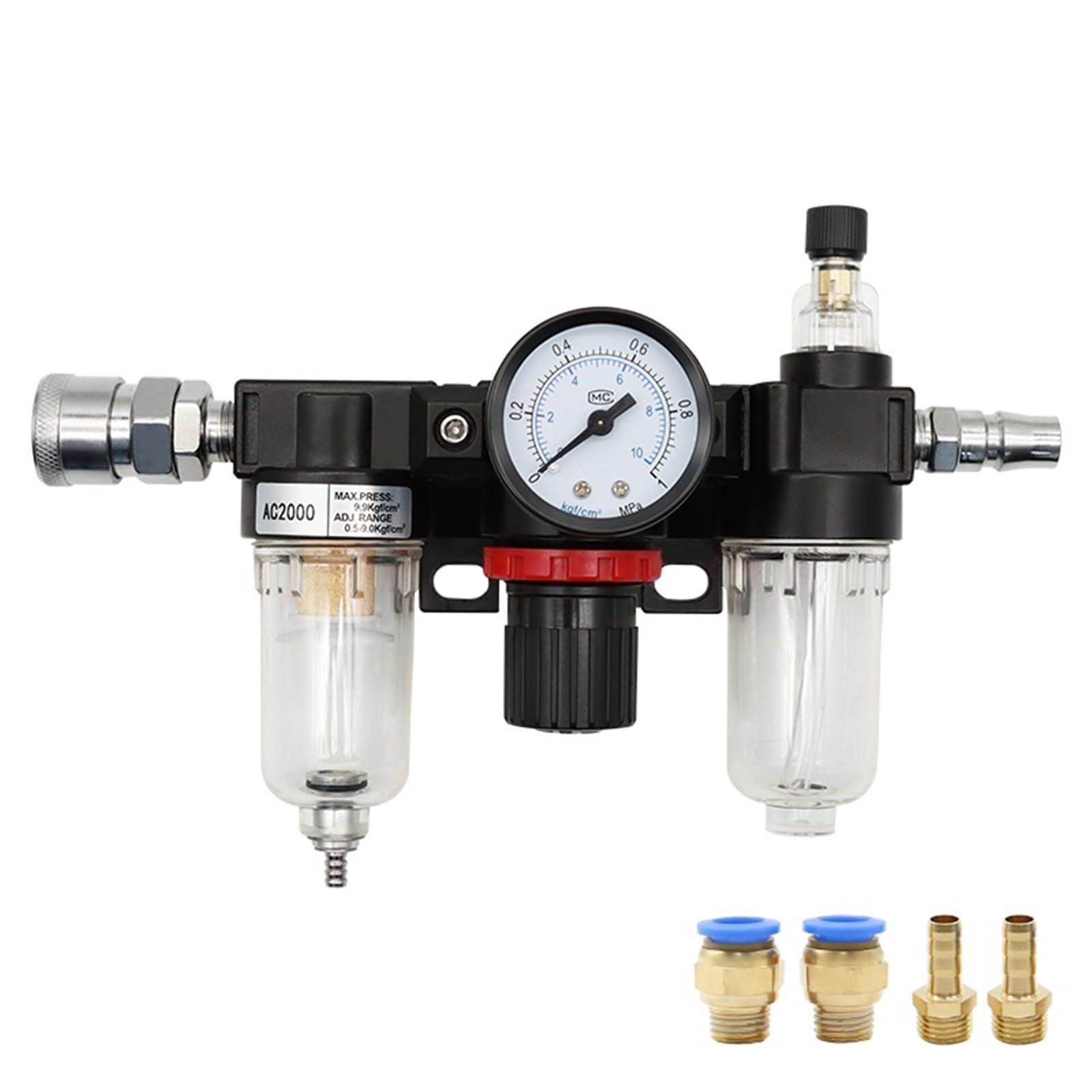 Régulateur de pression AC2000-02 1/4" avec filtre et séparateur d'humidité for compresseur d'air(AC-SMPM20)