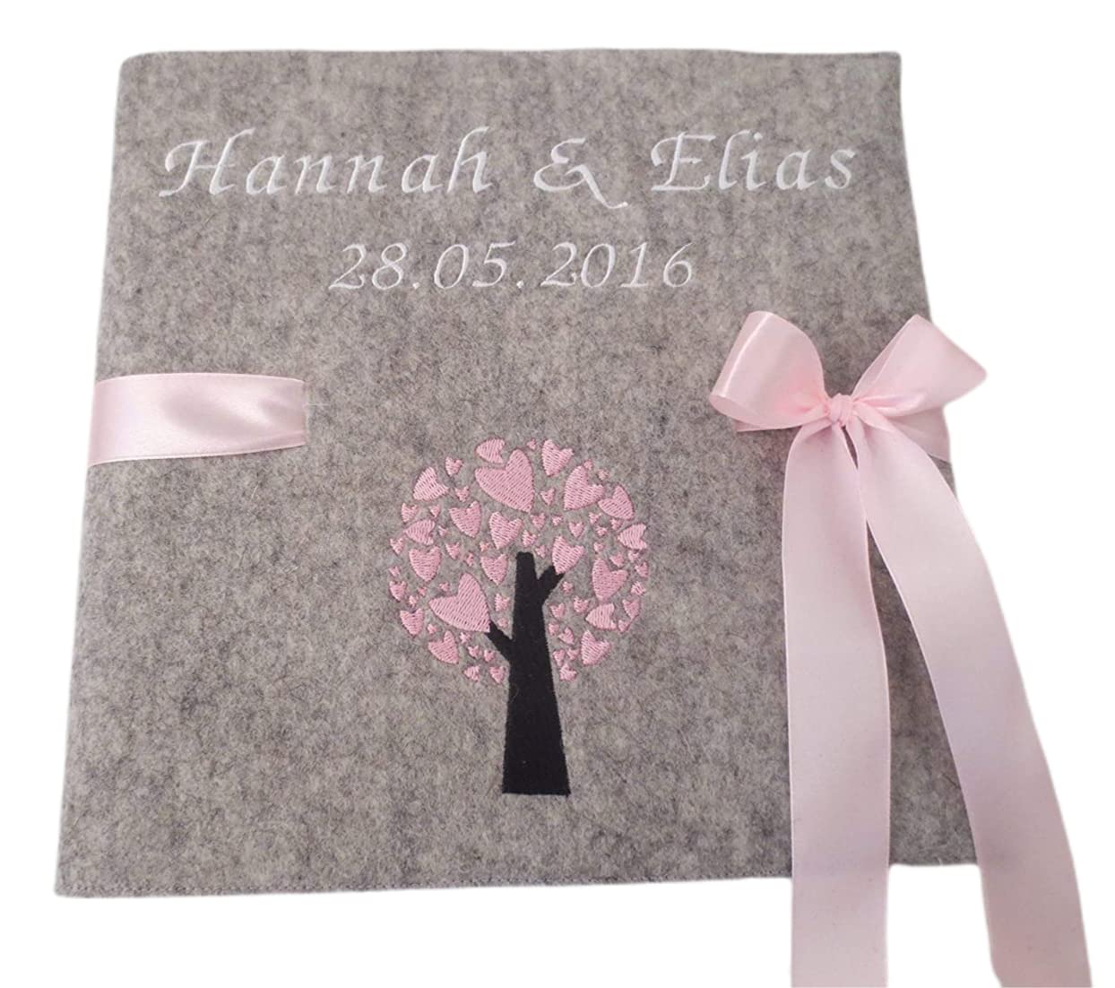 Fotoalbum Album Hochzeitsalbum Hochzeit Gästebuch Hochzeitsreise Geschenk Wollfilz Filz 26 cm x 25 cm