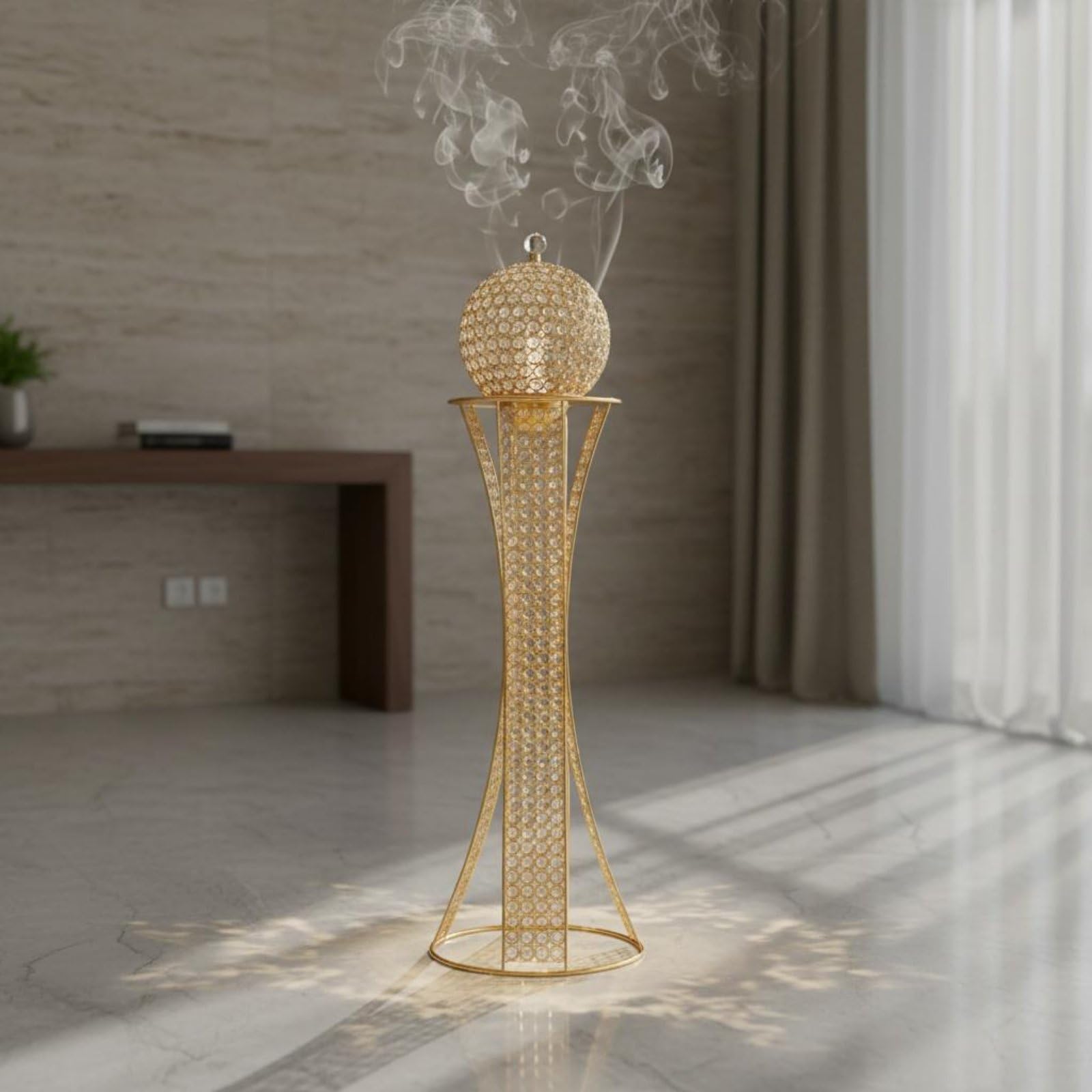 predolo Quemador de Carbón Estilo Europeo Chapado en Oro Soporte de Incienso Dorado Artesanía Exquisita Portaincienso para Iglesia, Dormitorio