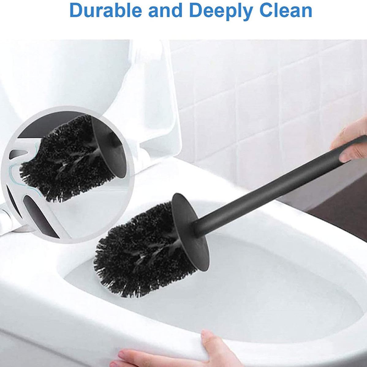Cepillo Limpiador de Inodoro Soporte, Acero Inoxidable Negro