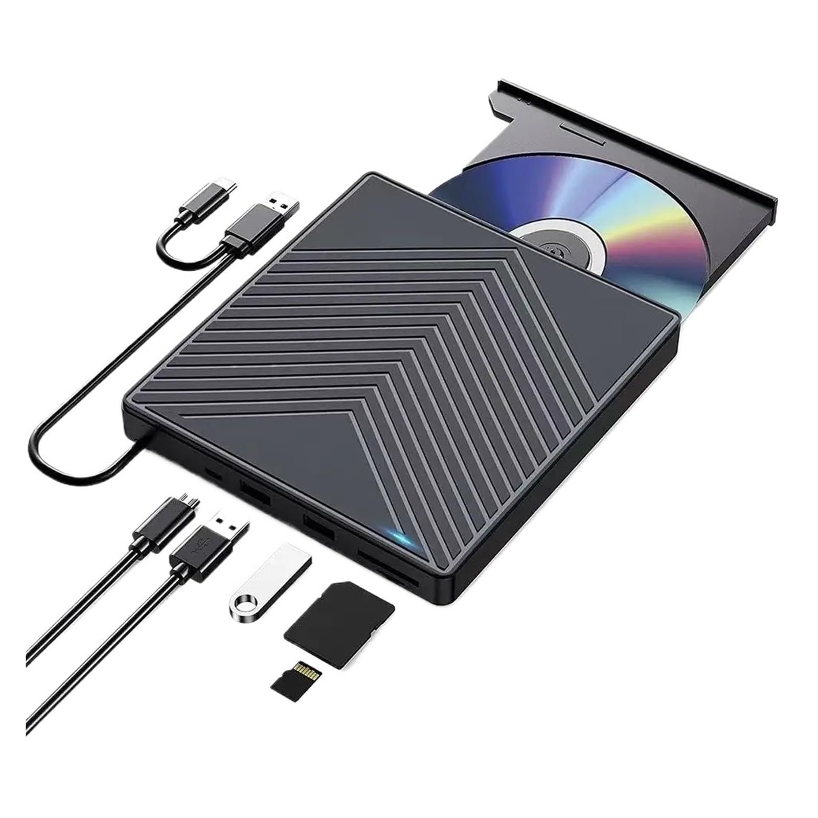 Zewnętrzny Napęd CD/DVD, Przenośny Napęd DVD RW Z USB 3.0 Typu C, Nagrywarka, Czytnik, Odtwarzacz, Napęd Optyczny Do Laptopa(5-in-1)