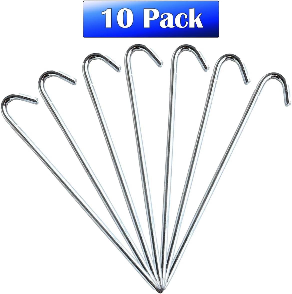 Steel Tent Stakes Heavy Duty Ground Stake, Metal Stakes to Anchor Commercial Inflatables, Outdoor Camping Canopy, Fence, Garden Tent Accessories, 1/2" Diameter x 18" Length, 10 Pack
