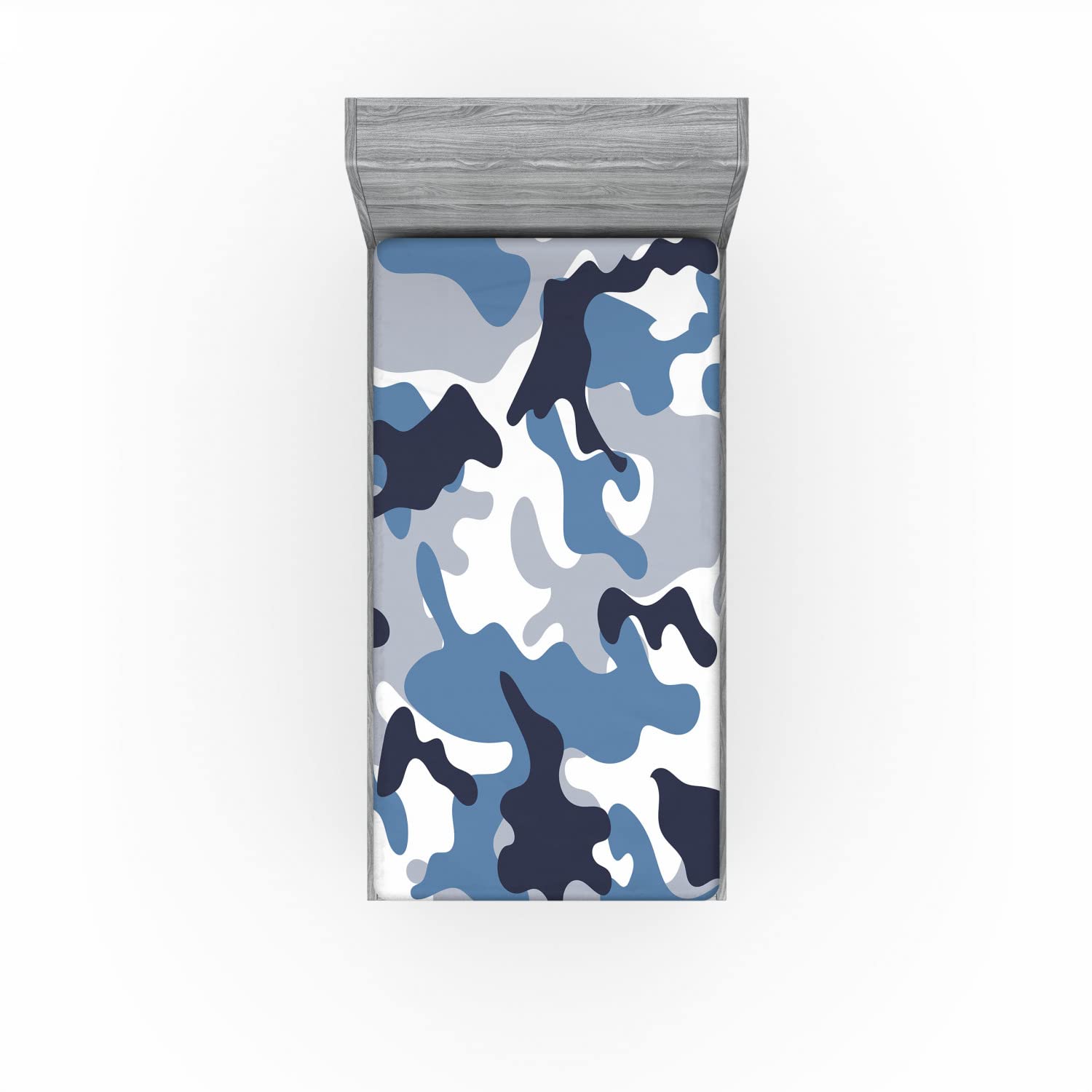 Ambesonne Camouflage 2 Pack Fitted Sheet, Soft Colors Design, Bed Cover All-Round Elastic Deep Pockets 2 Pieces, Package Contains 2 Twin XL Size Fitted Sheets, Blue Indigo