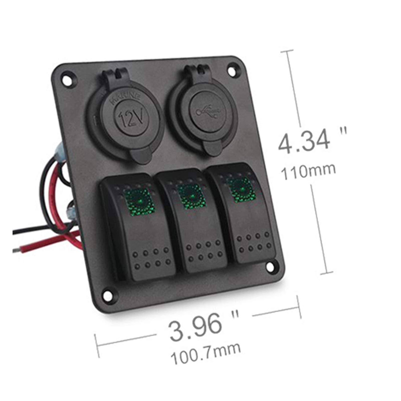 Wodoodporny Panel Przełączników Samochodowych Łodzi, do Gniazda Zasilania 3.1A Podwójny Port Ładowania USB Światła 12~24V Samochód RV Ciężarówka Kamper