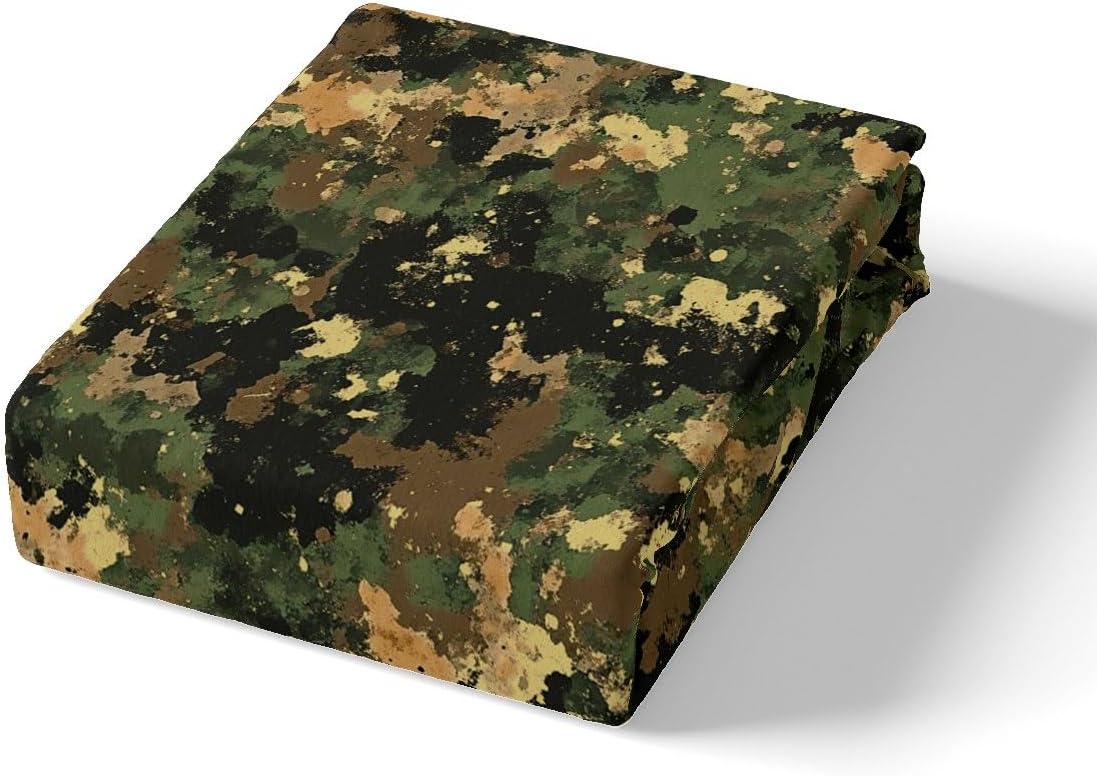 jejeloiu Camouflage Sheets with Deep Pocket Fitted for Girls Boys Kids Queen Size Camo Bed Cover Room Military Amry Decor Sheet Set Green Brown 4Pcs Soft Lightweight Microfiber