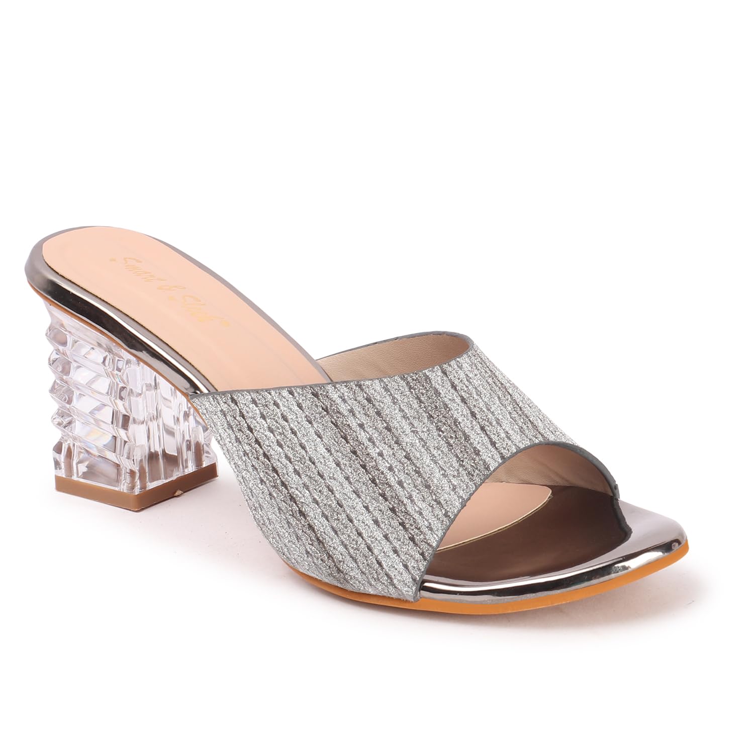 Smart & Sleek Glittery Slip-on Sandals with Transparent Heels, Multicolour (Gry, UK Footwear Size System, Adult, Women, Numeric, Medium, 8) (B0DCKRBHYZ) Amazon Price History, Amazon Price Tracker