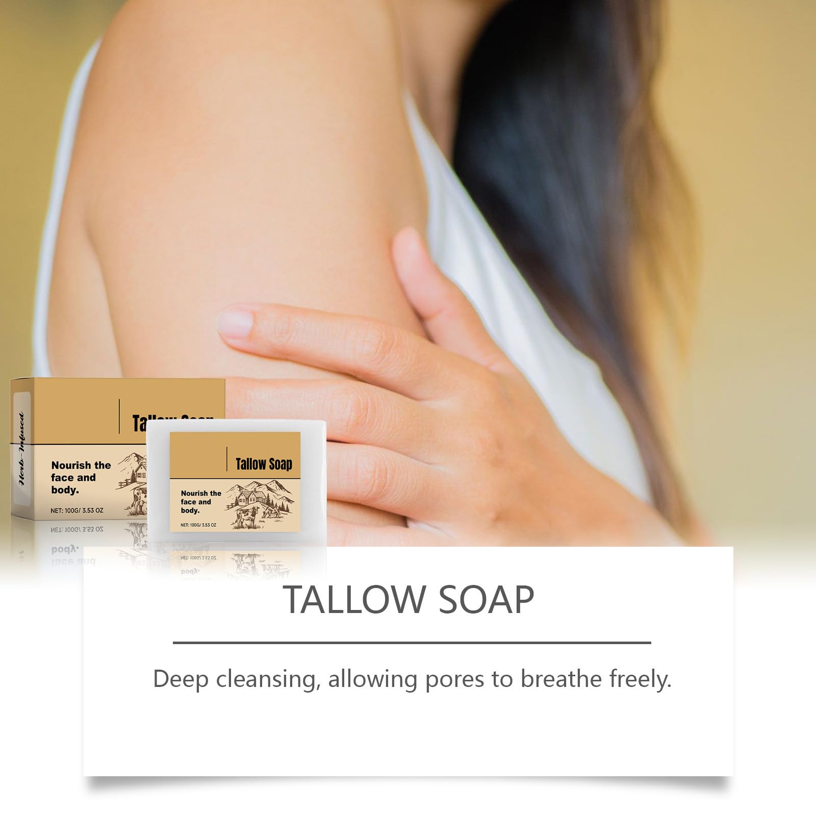 Beef Tallow Soap Bar for Skin, Handmade, Moisturizing, and Deep Cleansing Soap for Dry Skin. Nourishes Skin, Evens Tone - Image 3
